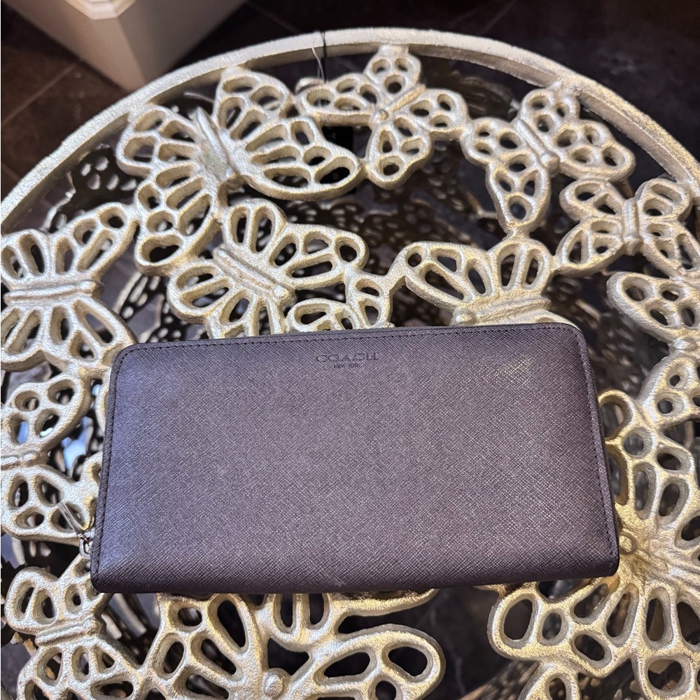 Coach Dark Gray Leather Wallet